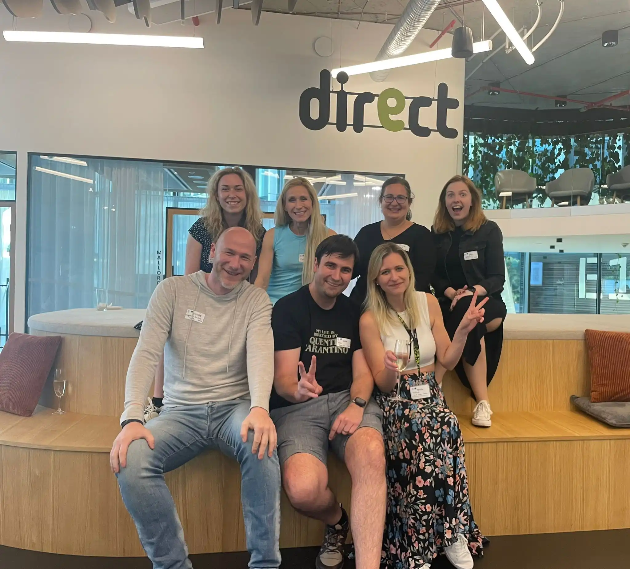 A group of ELC members together in a partner company office after a meetup