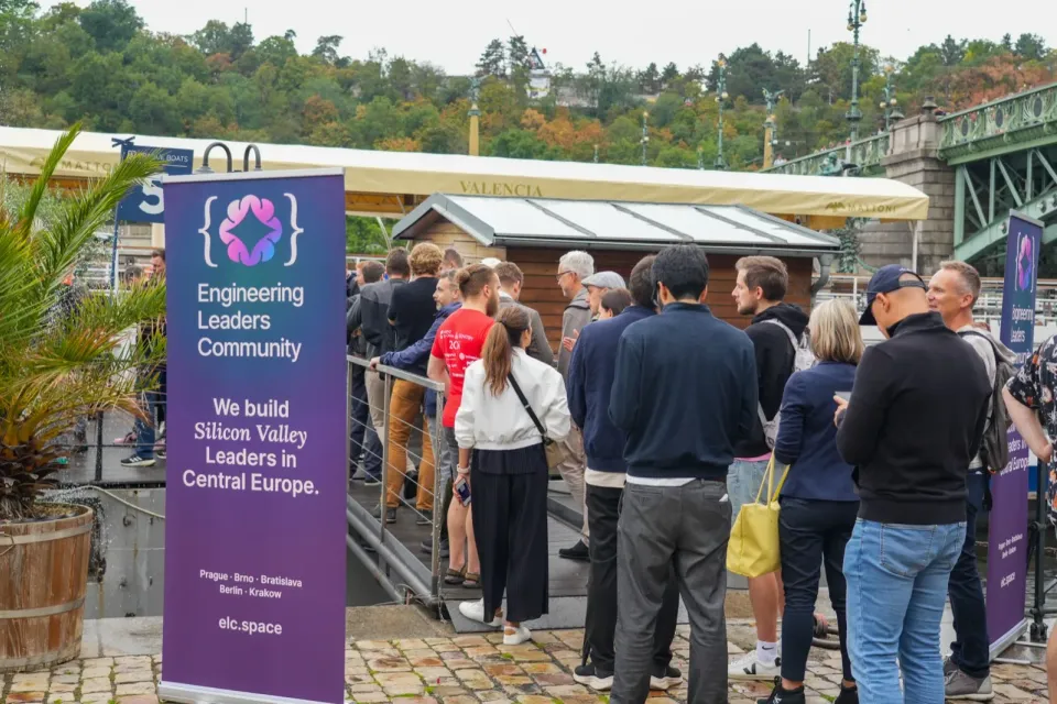 Boarding the ELC speakers and partners boat in Prague