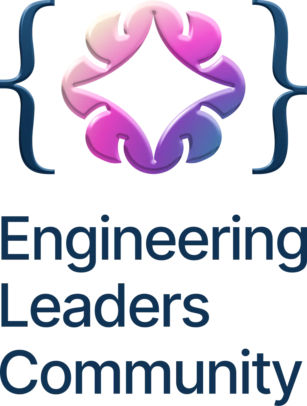 Engineering Leaders Community logo, vertical Incremental Blue version on a white background
