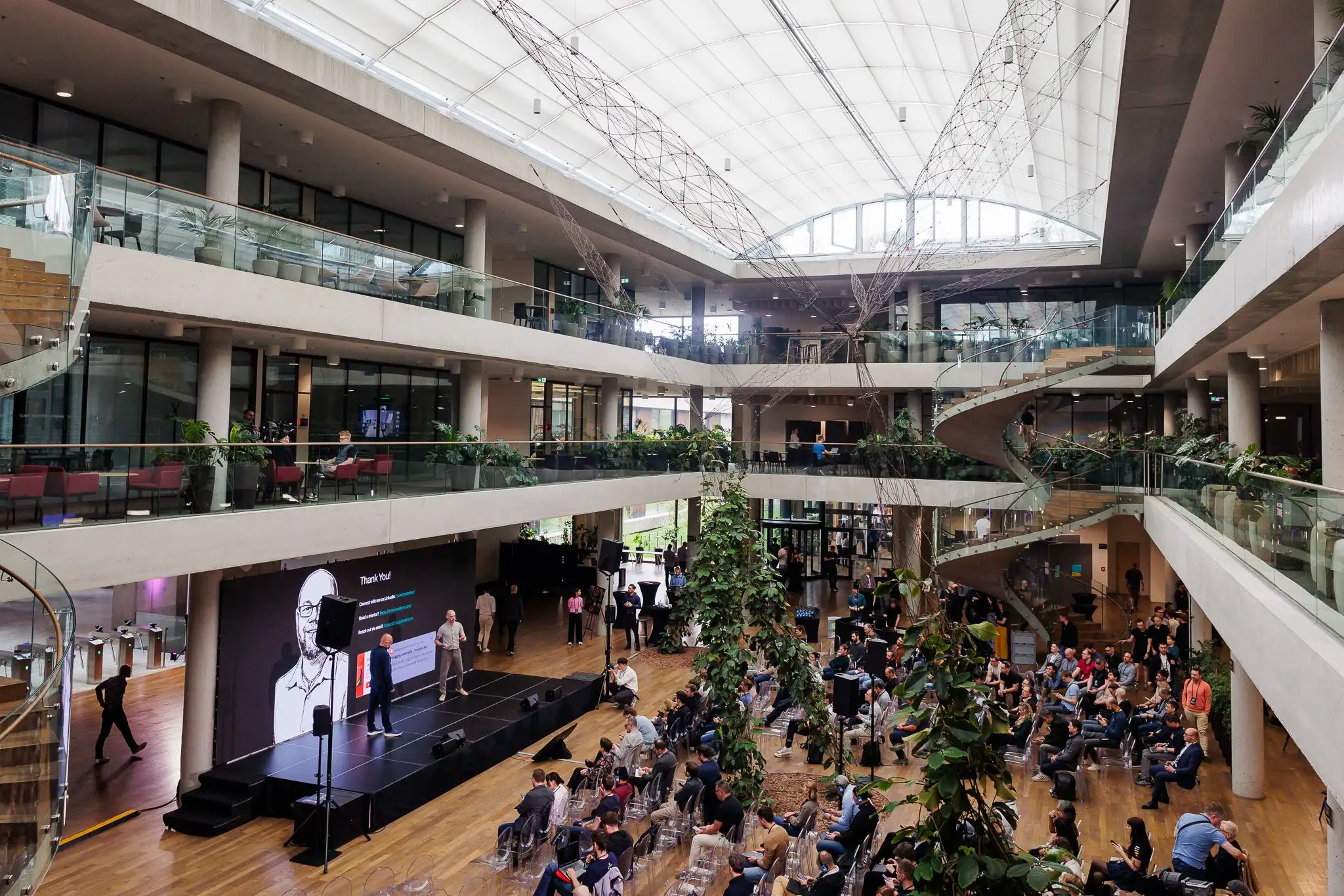 The ELC Conference 2026 atrium in Prague, a full audience in front of the main stage.