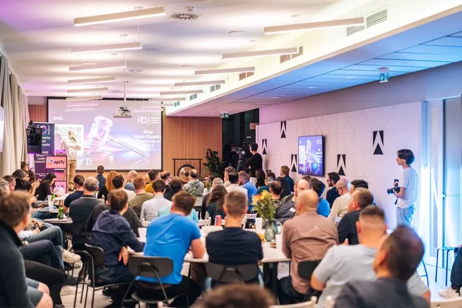 ELC meetup at Apify: the room during the opening talk